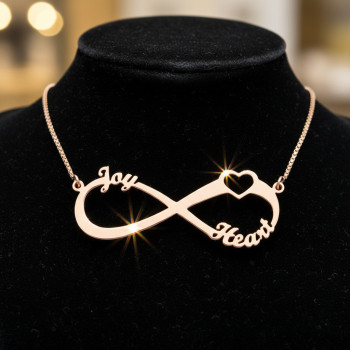 Heart Infinity Necklace 1-3 Names 18ct Rose Gold Plated